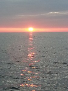 Sunset passing Bardsey Island